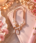 🎀 Paperclip „Perlen-Schleife“ – Roségold 🤍✨