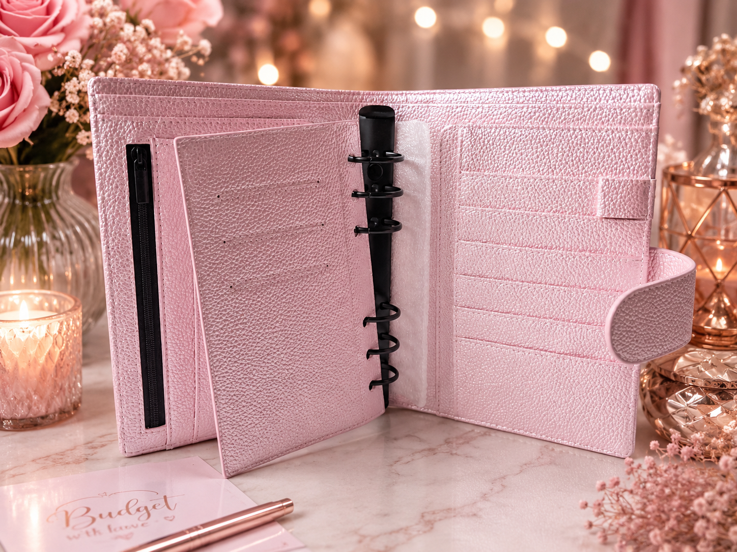 A6 Premium Binder – Black Edition - Rosa