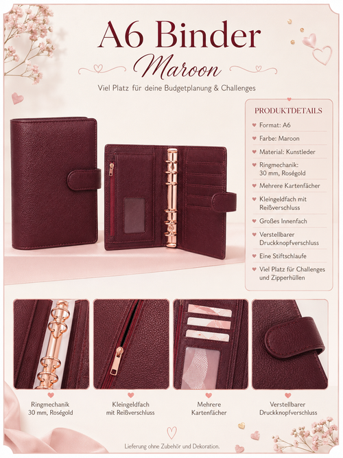 A6 Deluxe Binder (Maroon)