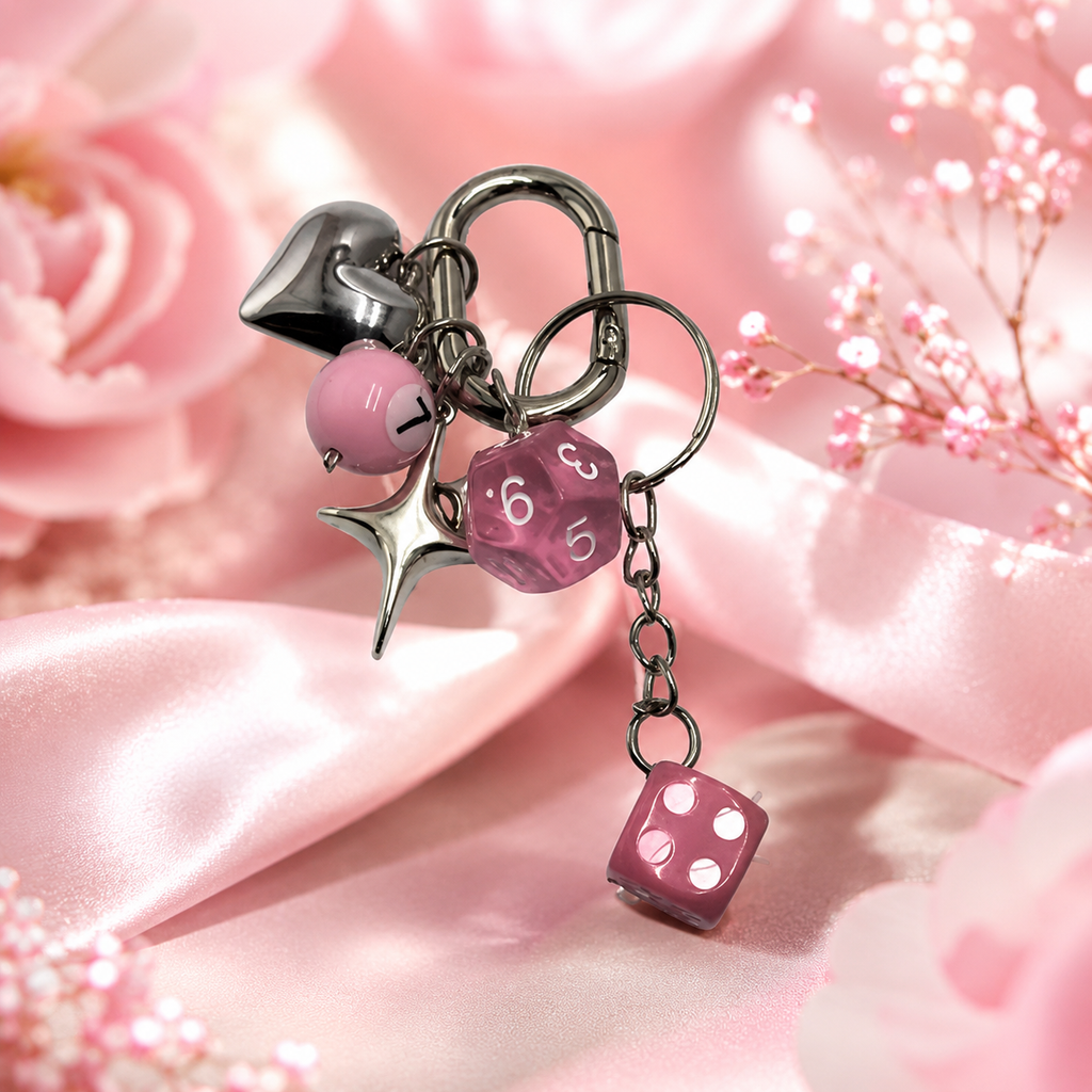 Binder Anhänger / Schlüsselanhänger - Würfel Rosa