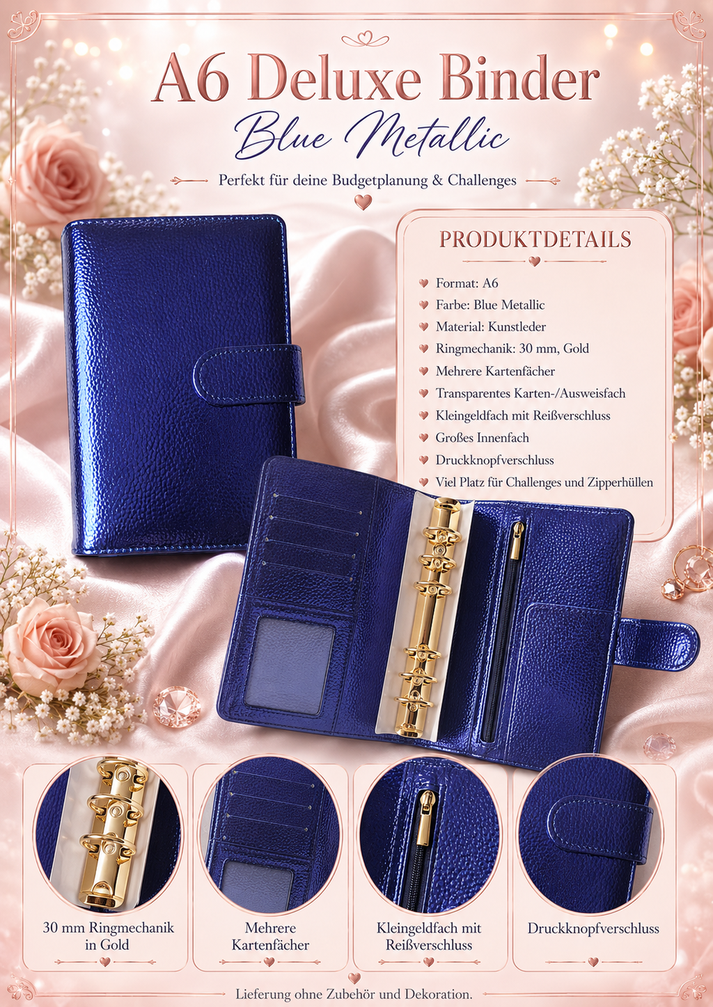 A6 Deluxe Binder Slim Edition (Metallic Blau)