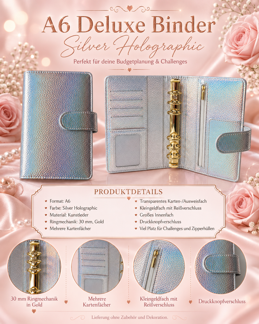 A6 Deluxe Binder Slim Edition (Silver Holographic)