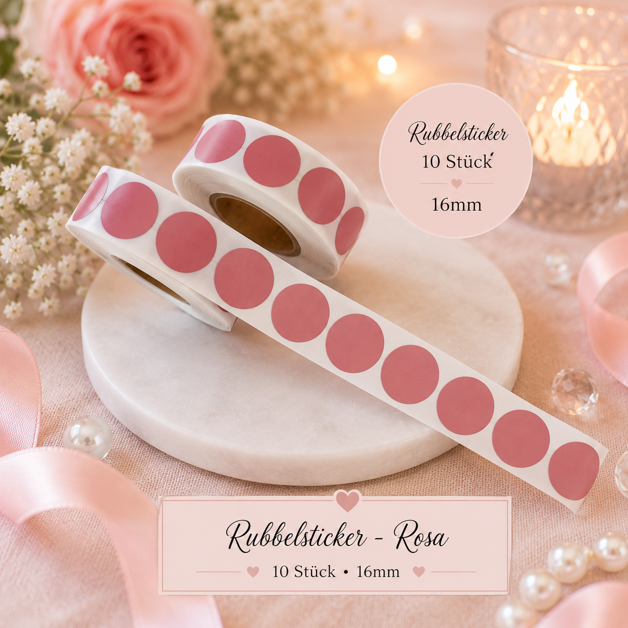 Rubbelsticker 16mm – Rosa (10 Stück)