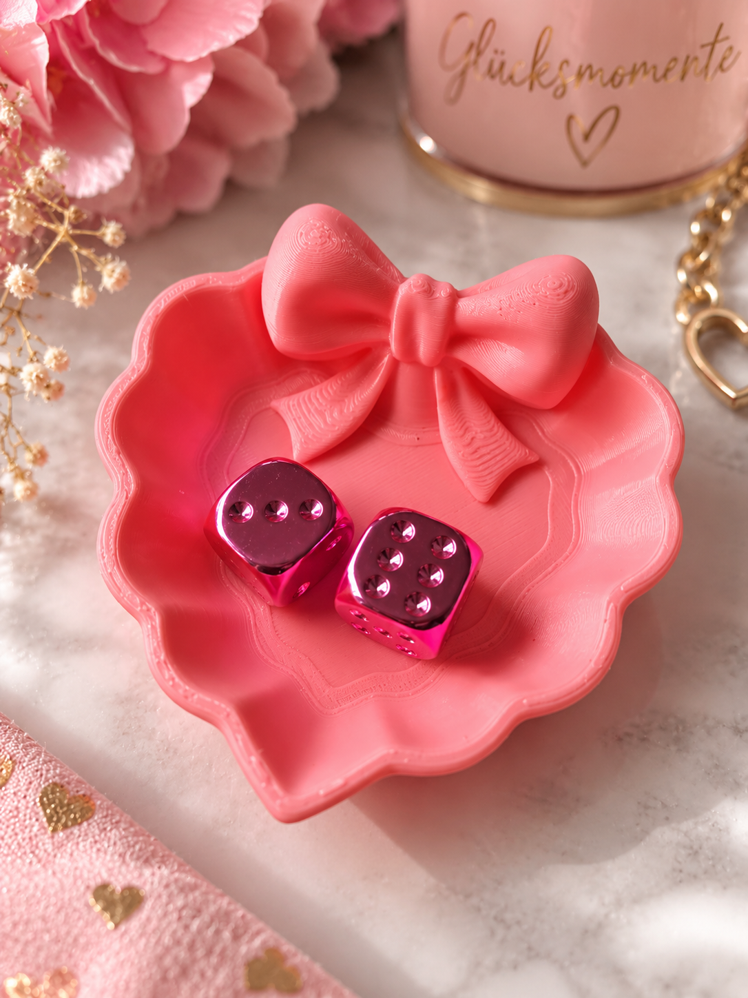 🎀 Würfelschale „Schleife“ – Rosa