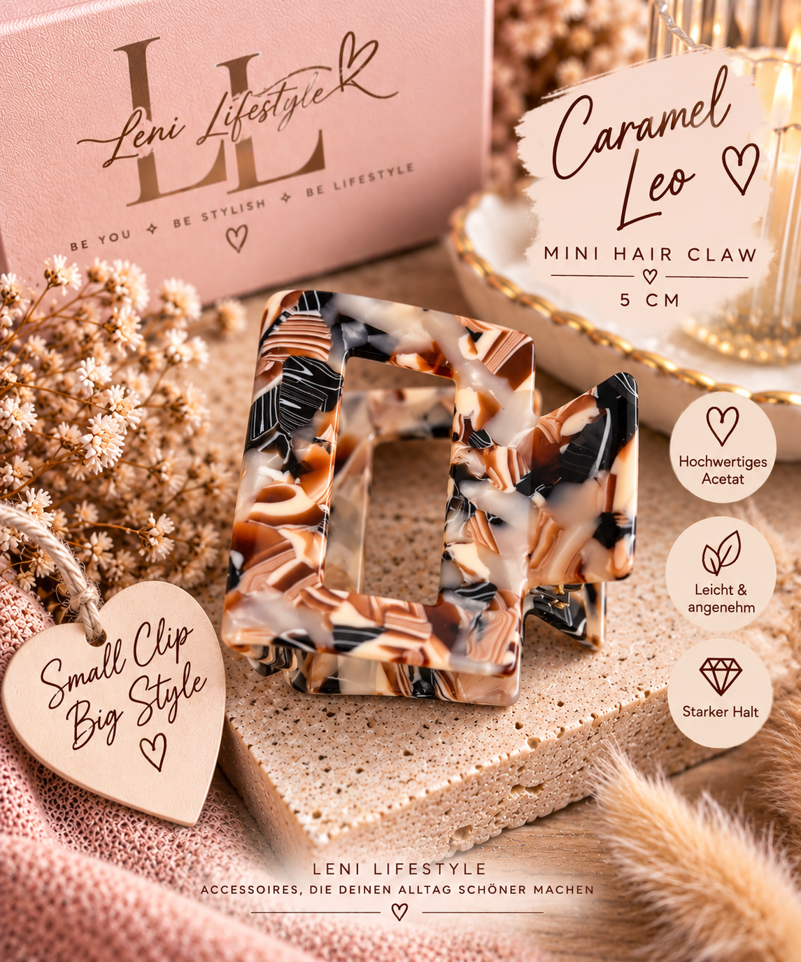 Mini Hair Claw – Acetat | 5 cm 🩷